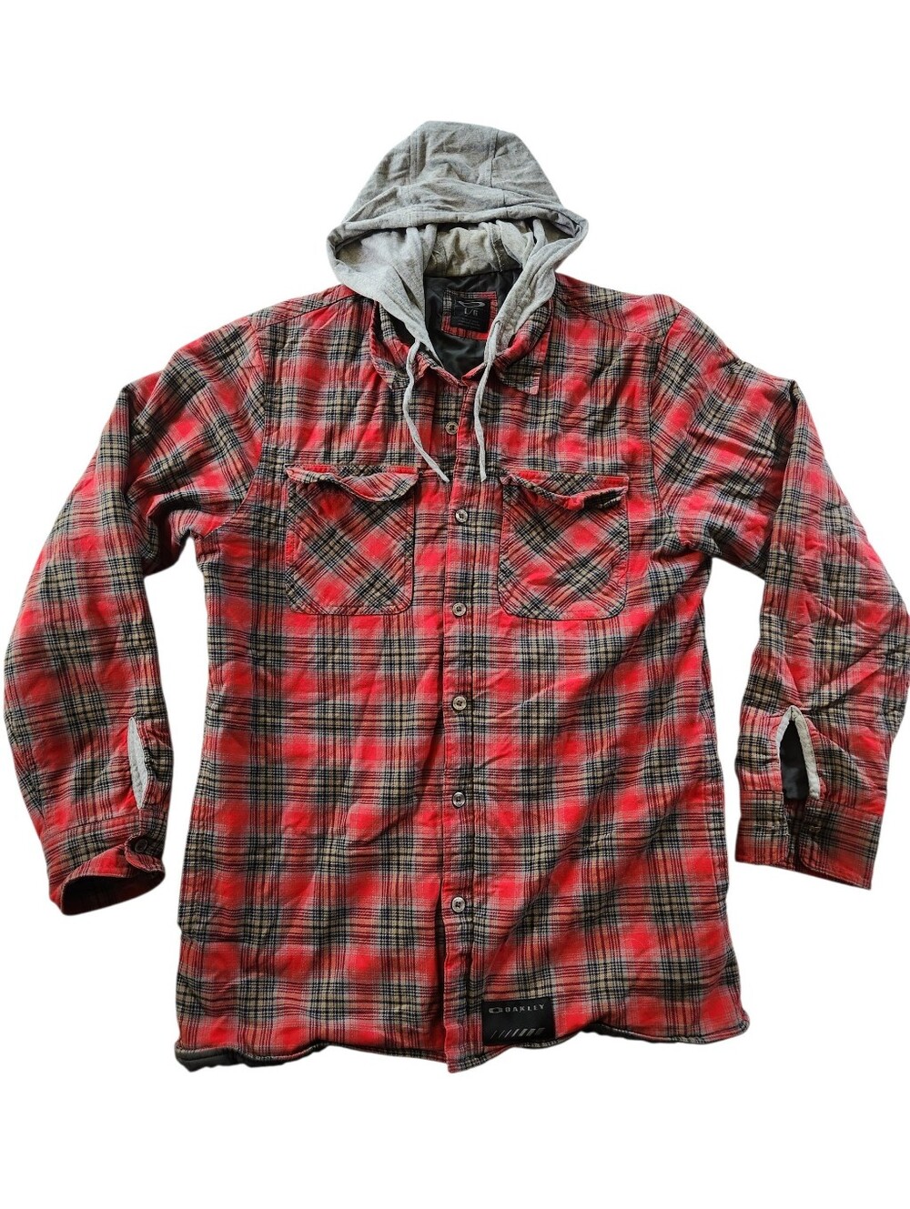 Men’s Oakley Grunge Hooded Flannel Jacket Sz L